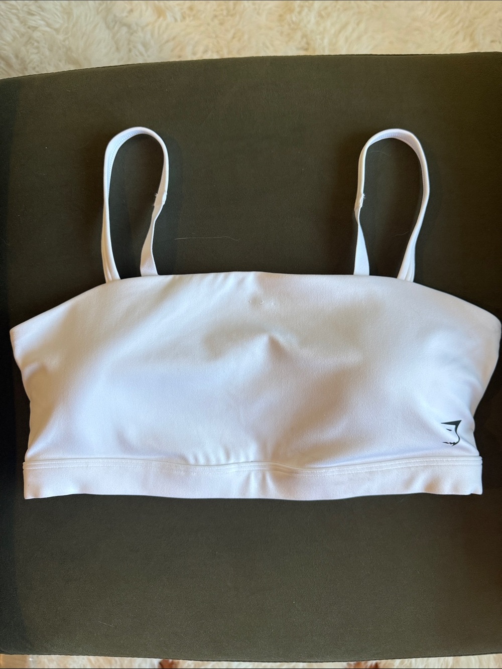 Gymshark White Sports Bra with Black Logo